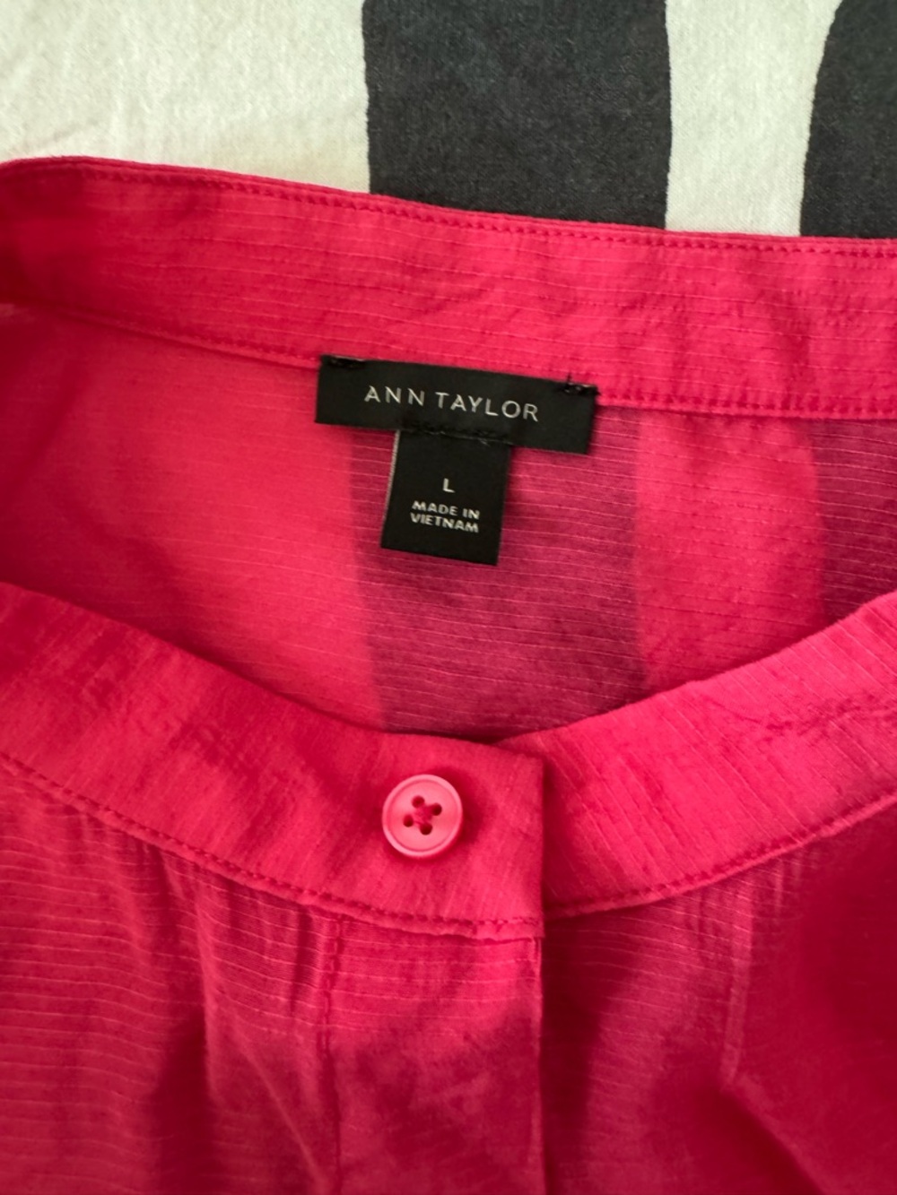 Ann Taylor Hot Pink Ruffle Button-Front Blouse - Picture 3 of 3